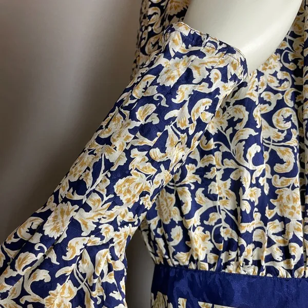 Vintage Dress 80s Long Sleeve Pencil Officecore Puff Sleeves Floral High‎ Neck - Image 10