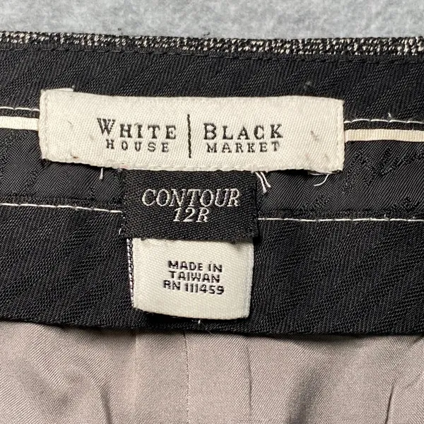 White House Black Market Flare Pants Women's 12R Gray Herringbone Contour Career - Image 6