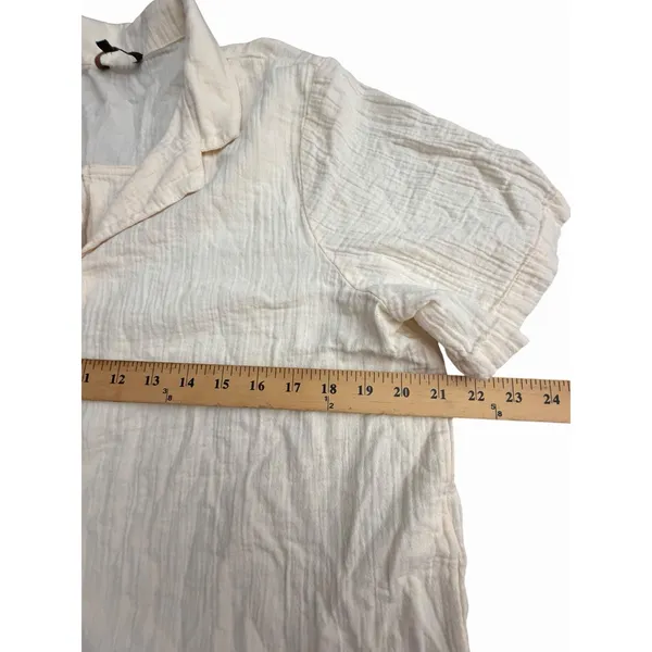Quince Shirt Womens Large Gauze Button Collared Blouse 100% Cotton #FF9-3 - Image 6