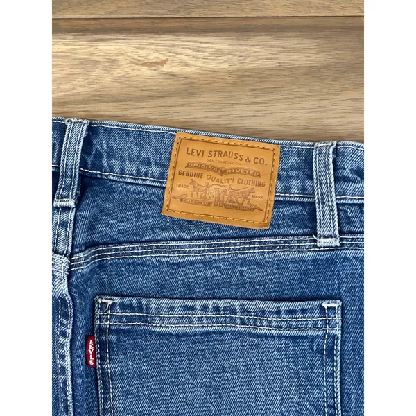 Levi’s Premium Wedgie Straight Cropped High Rise Button Fly Raw Hem Cotton Denim - Image 13