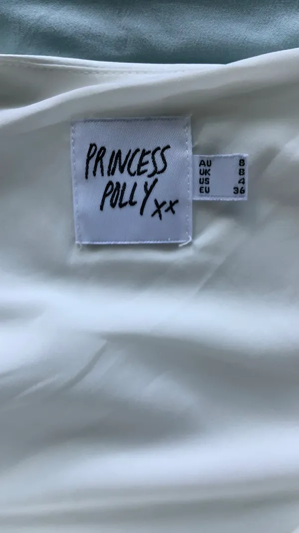 White Satin Open Back Mini Princess Polly Dress - Image 3