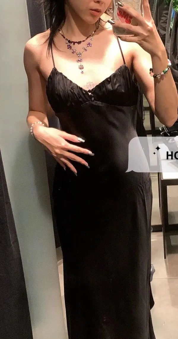 ZARA Black Satin Sleek Camisole Slip Dress - Image 6