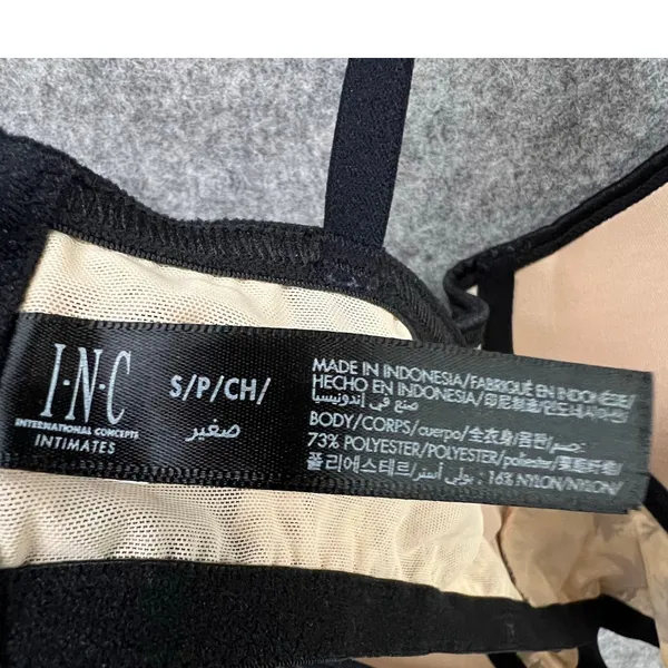 INC International Concepts Bralette‎ S Tan Black Velvet Floral Wirefree Coquette - Image 12