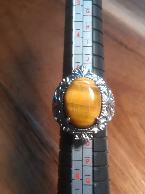 Tiger's Eye Stainless Steel Ring (Size 6) - Image 4