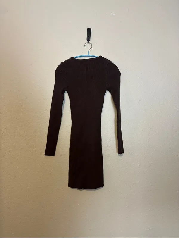 Whitefox Headlines Brown Chocolate Knit Sweater Cut Out‎ Dress Size XS - Image 7