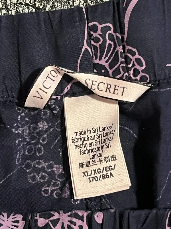 Womens L/XL Victoria's Secret Dandelions PJ Set Navy/Purple Bralette Jogger - Image 2