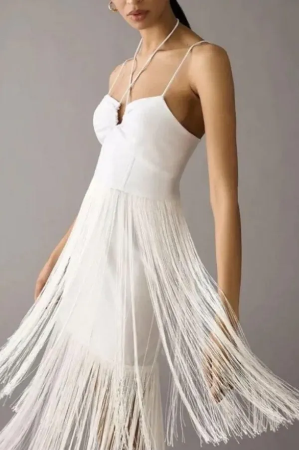 Delfi Collective Fringe Dress White - Image 3