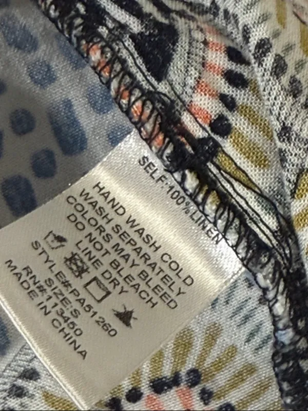 Lulumari Boho Linen Wide Leg Pants PA51260 Blue Multi S - Image 4