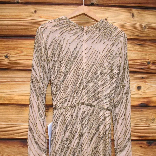 Mac Duggal Long Sleeve Beaded Column Gown Dress Mocha Size 4 - Image 12