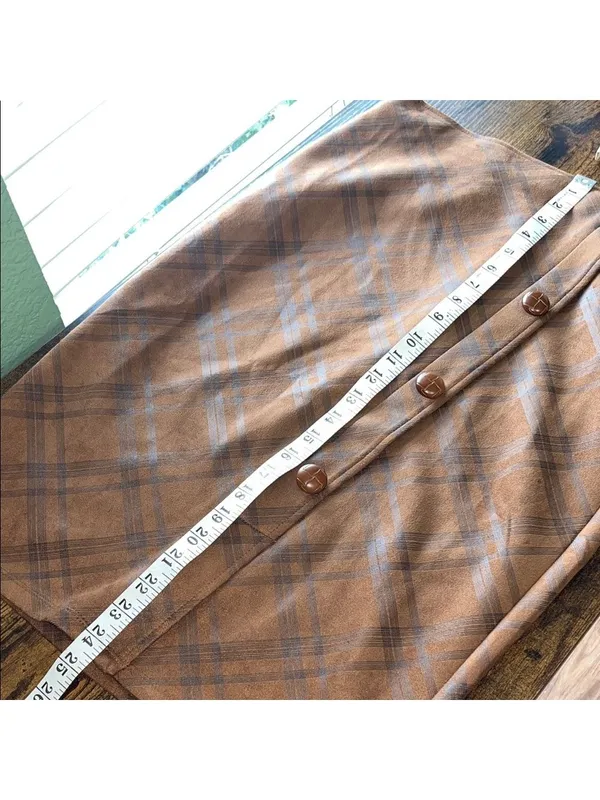 Vintage Plaid Pencil Skirt with Slit cottagecore granny modest grandma teacher - Image 7