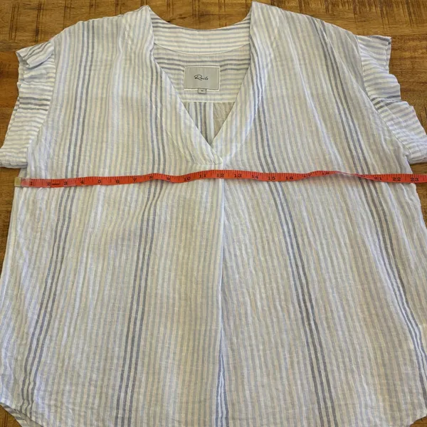 Rails Nala Top Womens M Linen Blend Blue Stripe Coastal Lightweight Relaxed - Image 11