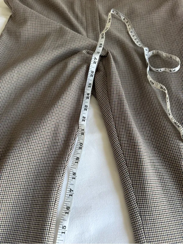 Aritzia Babaton Atelier Beige Brown Houndstooth Pattern Dress Pants Office US 12 - Image 11