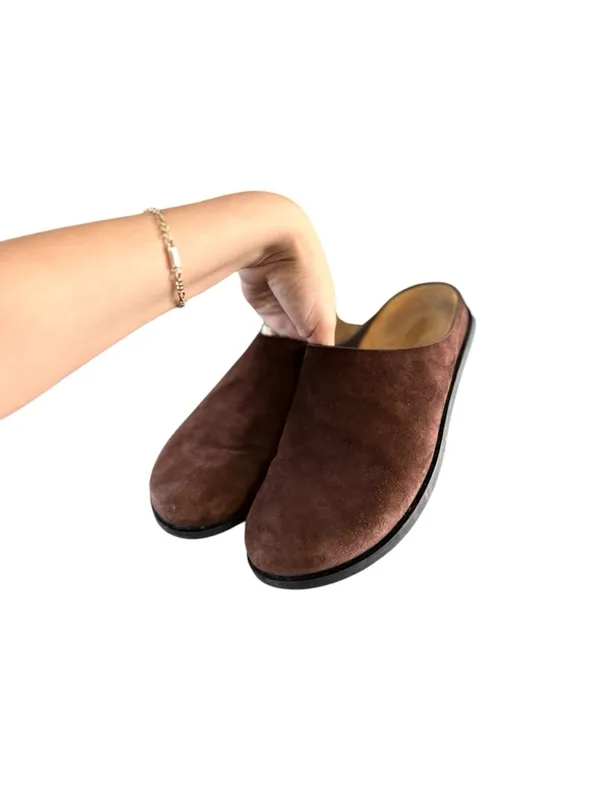 EVERLANE Suede Leather Brown Slip On Mules Clogs - Image 13