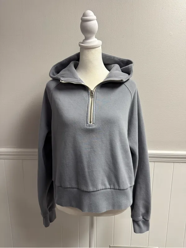 Vuori Restore Half 1/2 Zip Hoodie Fleece Sweatshirt Long Sleeve Gray Blue Medium - Image 14