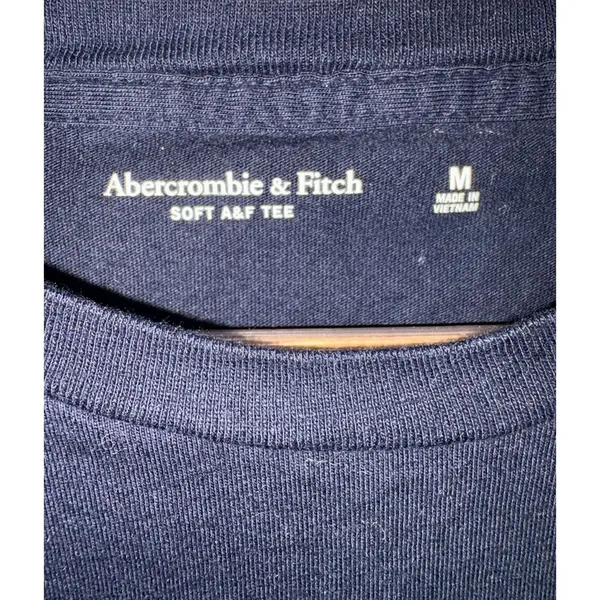 Abercrombie & Fitch Soft AF Tee Black Knit White Logo Short Sleeve Shirt Size M - Image 4
