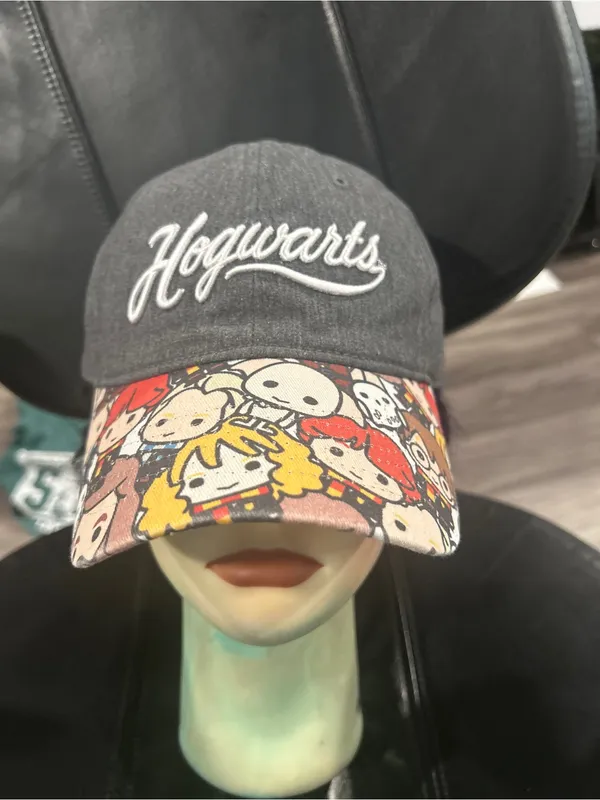 Gray Hogwarts Baseball Cap with Colorful Character-Print Brim - Image 3