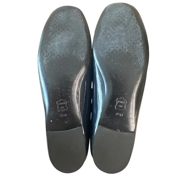 Tory Burch‎ Samantha Patent Smoking Slippers Navy Gold Logo Flats 8.5 - Image 9