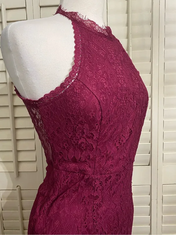 Lulu's Magenta Lace Halter Midi Dress - Image 5