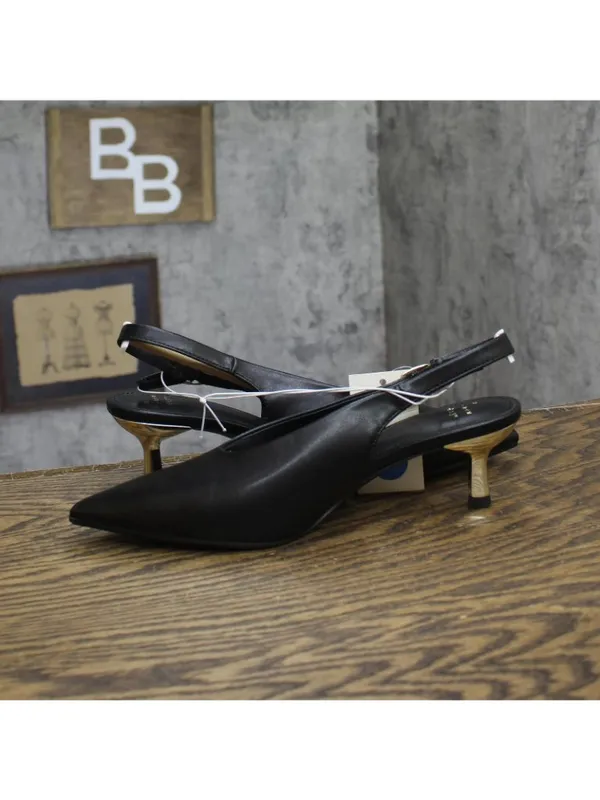 A New Day Samantha Slingback Heels Faux Leather with Memory Foam Black / Gold 7M - Image 7