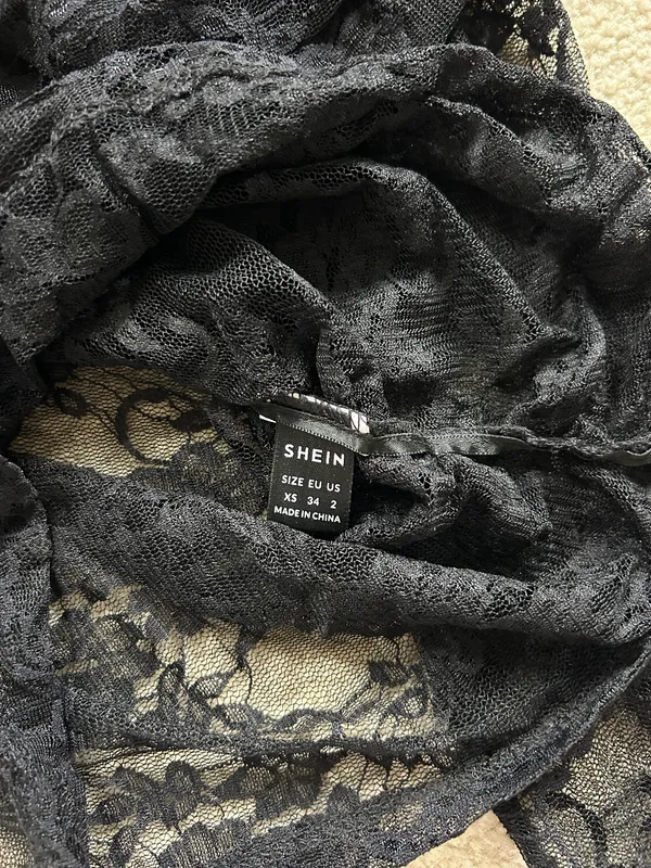 Shein Black Lace Long Sleeve Top - Image 3