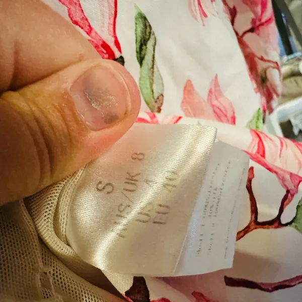 BRONX AND BANCO Layla Floral Pink White One Shoulder Silk Bow Mini Dress Size S - Image 12