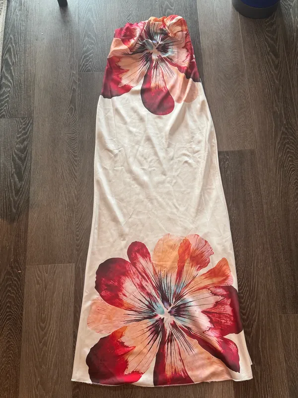 Ego official bandeau Maxi dress in champagne floral print - Image 2