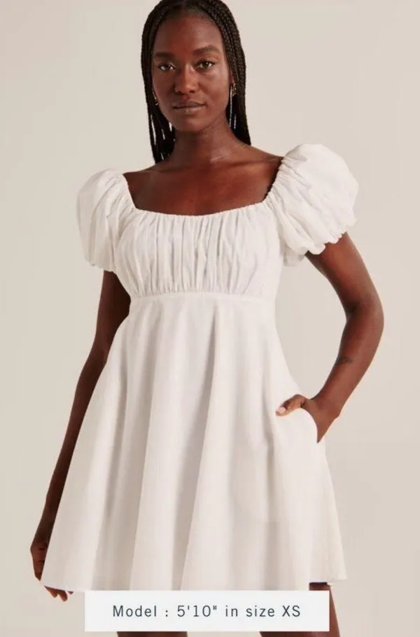 Abercrombie & Fitch Ruched Puff Sleeve Mini Dress - Image 2