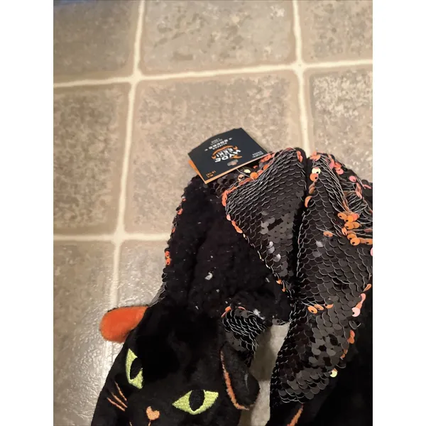 Hyde and EEK Women's Cat Flip Sequin Halloween Slipper Socks Grippers M-L 8-10 - Image 6