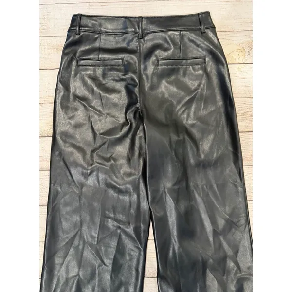 Ann Taylor LOFT Women’s The Palmer Wide Leg Black Faux Leather Pants 6P - Image 4
