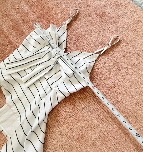 Endless Rose White Black Striped Asymmetrical Bow Cami Top Size S - Image 2