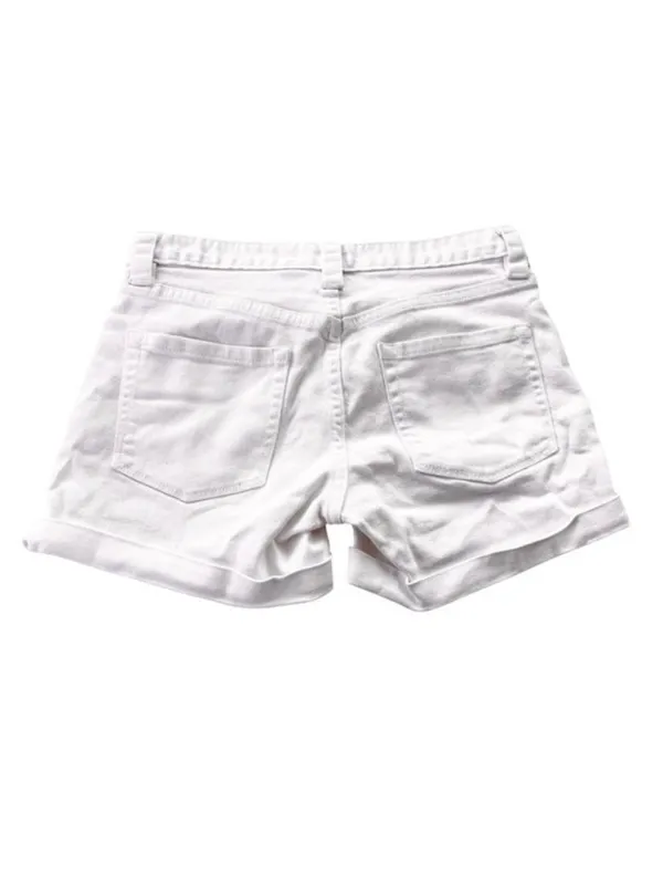 J. Crew Denim Roll-up Cotton Short in White Size 0 - Image 4