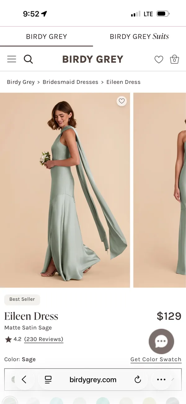 Birdy grey matte satin sage dress - Image 2