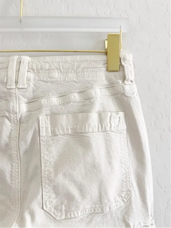 American Eagle AE Stretch Classic Bootcut Cargo Pants Cream Ivory Utility Gorp - Image 8