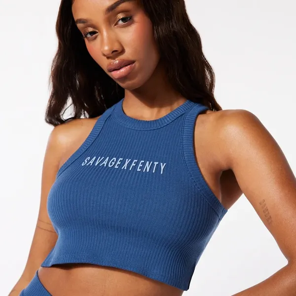 Savagexfenty Essential Heavy Rib Cropped Logo Tank - Image 7