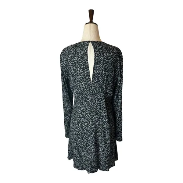 Zara‎ Dress Women Medium Black Ivory Star Print Bow Neckline Long Sleeve Mini - Image 3