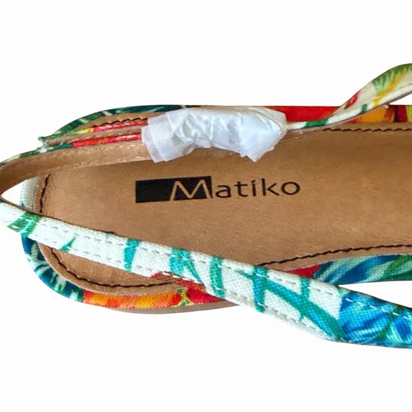 Matiko Tropical Hawaiian Floral Pointed Toe Slingback Flats 36 NIB - Image 10