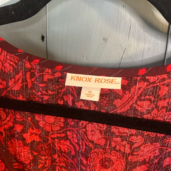 Knox Rose Crimson Floral Balloon Sleeve Blouse | XL - Image 2