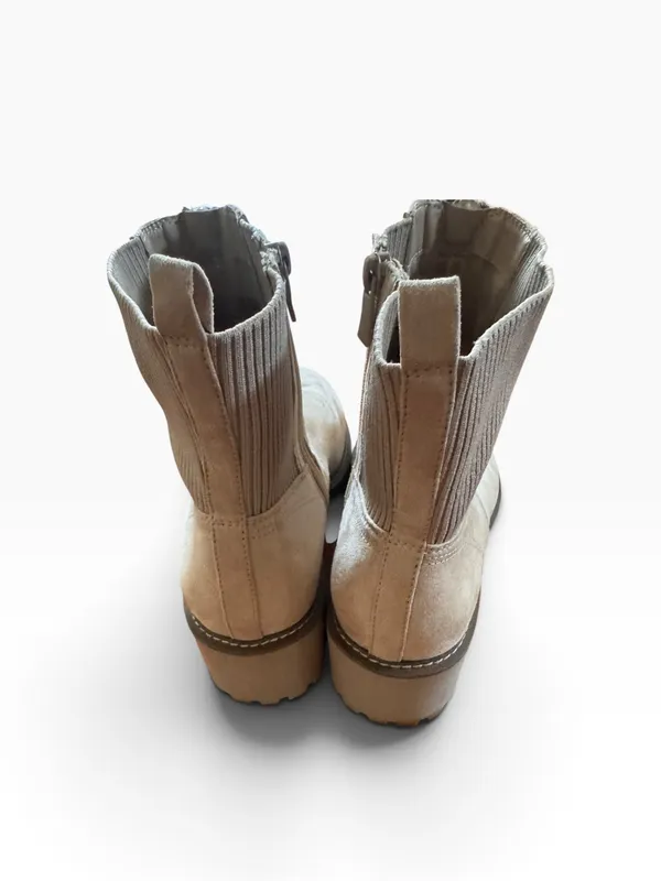 Torrid Women's Tan Suede Ankle Boots - Front Zip Lug Chelsea - Image 4