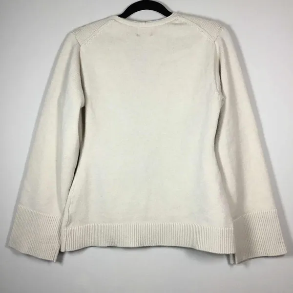 H&M Off White Minimalist Clean Girl Knit V Neck Oversized Sweater S Autumn Fall‎ - Image 6
