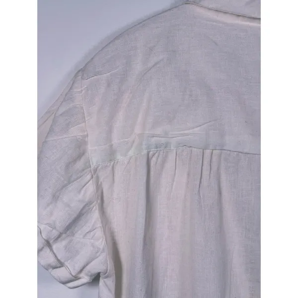 Sybilla Linen Blend Twist Front Crop Top Womens Size L White Minimalist Granola - Image 13