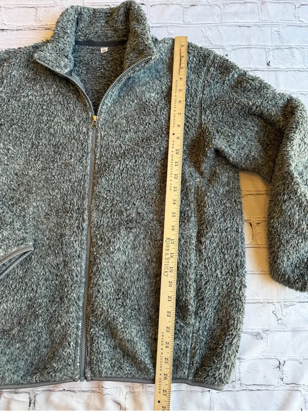 Uniqlo Fuzzy Fleece Full Zip Jacket Green Grey Mens Large Fall Outdoor Hiking - Image 6