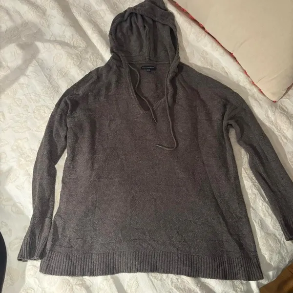 Vintage Y2K American Eagle Mocha Brown Slouchy Hooded Sweater - Image 8