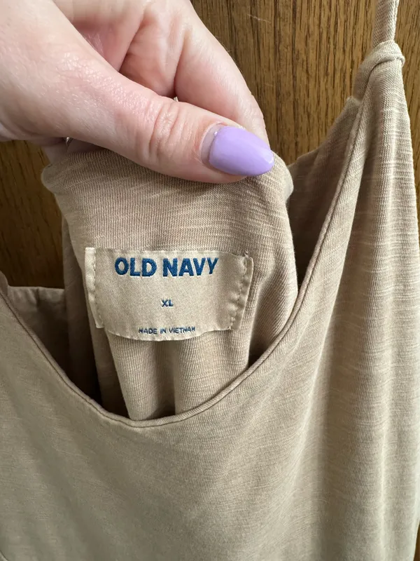 Tan Old Navy Tiered Criss Cross Back Dress - Image 2