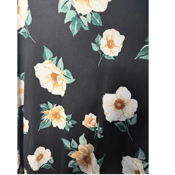 Hearts and Hips Women Size 2X Floral Criss Cross Back‎ A-Line Black Dress - Image 3