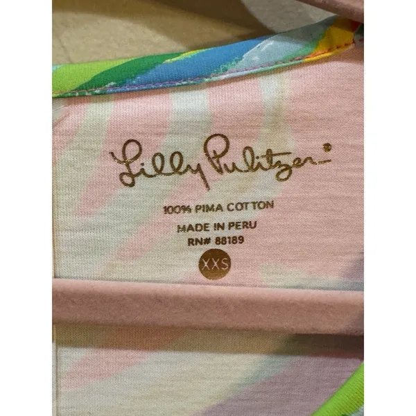 Lilly Pulitzer Beacon Pima Cotton Shift‎ Dress In Tiki Pink Royal Lime Size XXS - Image 5