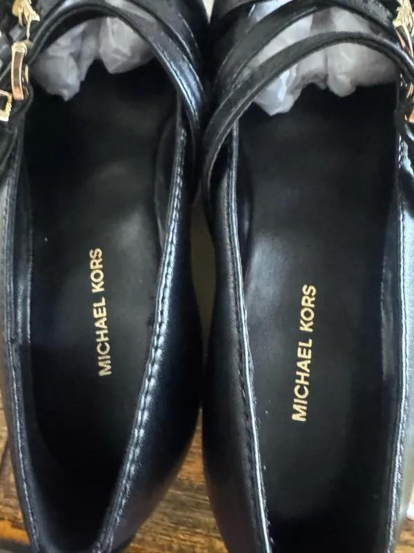 NEW Michael Kors Indy Flex Black Leather mary Jane buckle Ballet Flat shoes 5.5 - Image 8