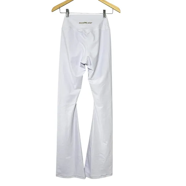 MiniBeast Women’s Flare Yoga Pants Size M White‎ High Waist Stretch Activewear - Image 3