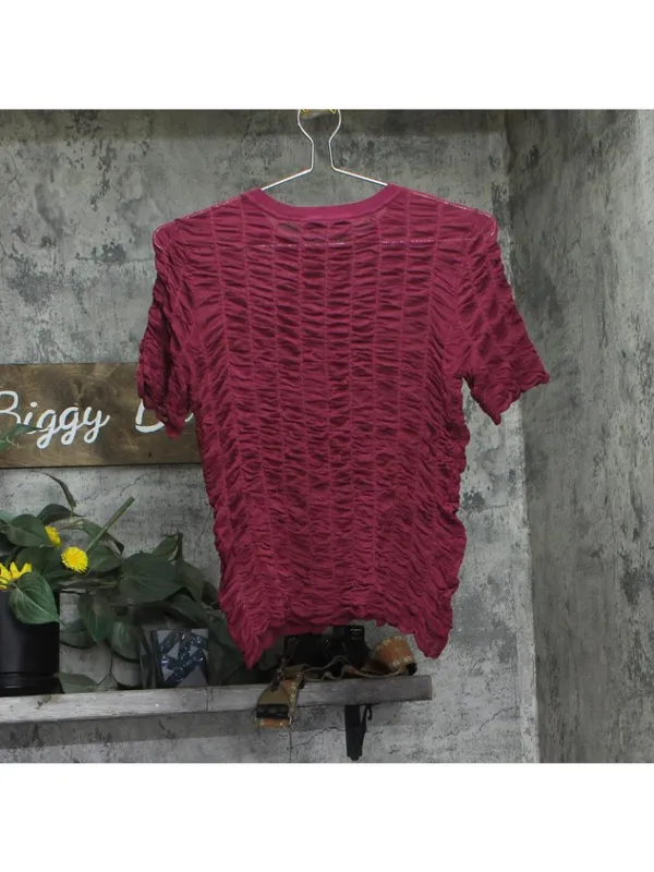 NWT DKNY Womens Lightweight Superfine Texture Top P52SAW83 Beet Red XS - Image 6