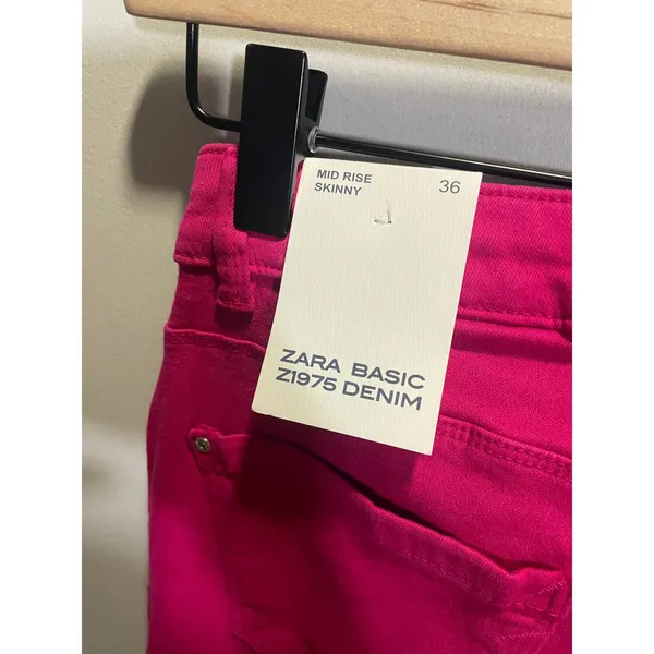 Zara Skinny Jeans Womens 4 Pink Mid Rise Z1975 Denim Fuchsia Bold‎ Casual Cute - Image 4