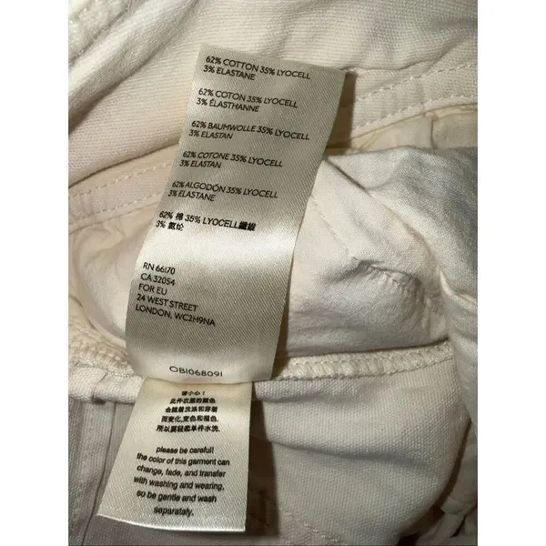 By Anthropologie Colette Cream High Rise Cropped Belted Pants Size 28 #700 - Image 8